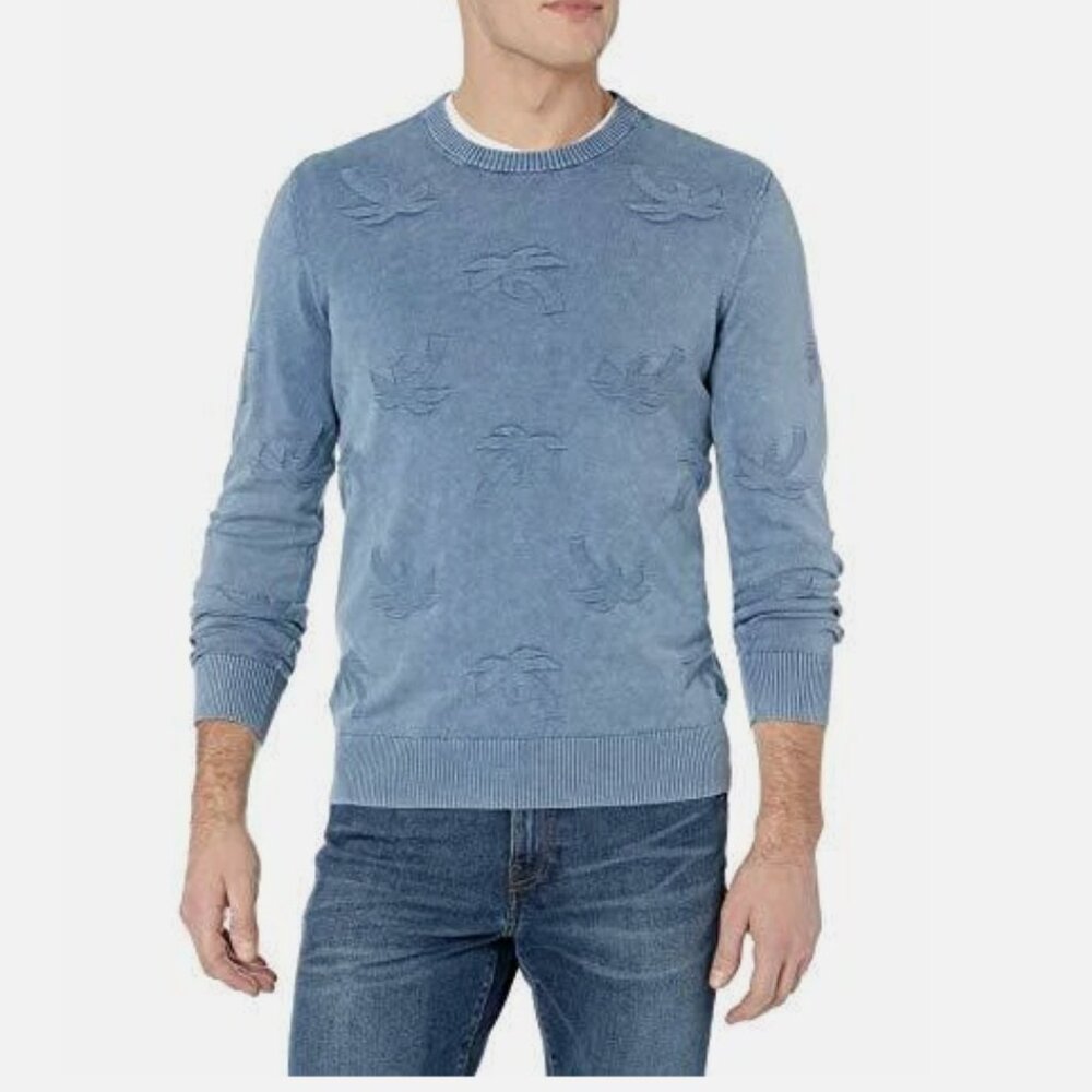 Original Penguin palm tree crew neck sweater in faded denim blue cotton Men XXL